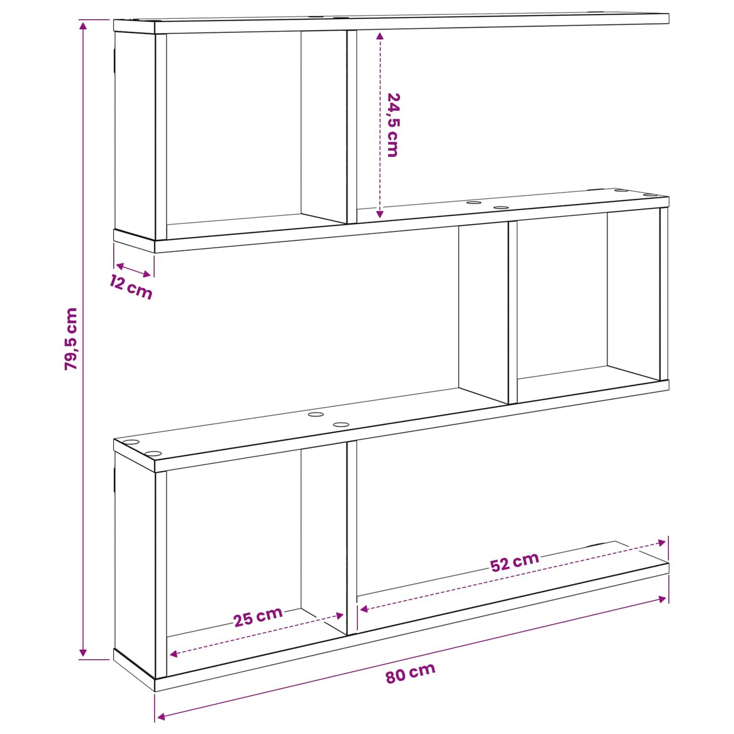 vidaXL Wall Shelf Concrete Grey 80 x 12 x 79.5 cm Engineered Wood