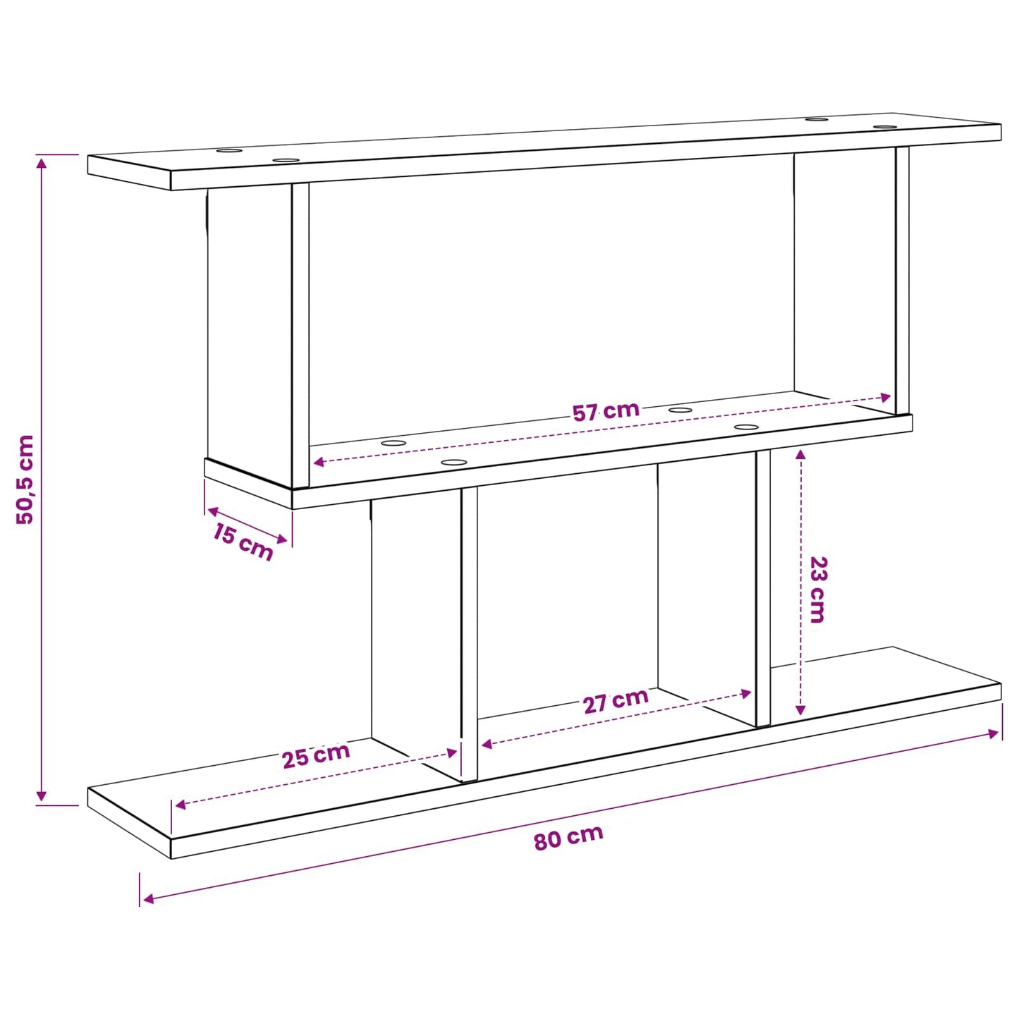 vidaXL Wall Shelf Smoked Oak 80 x 15 x 50.5 cm Engineered Wood