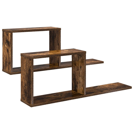 vidaXL Floating Shelves 2 pcs Smoked Oak 80 x 15 x 30 cm
