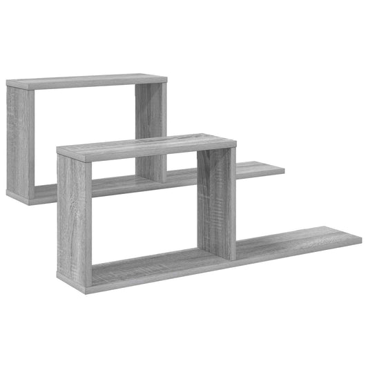vidaXL Floating Shelves 2 pcs Grey Sonoma 80 x 15 x 30 cm