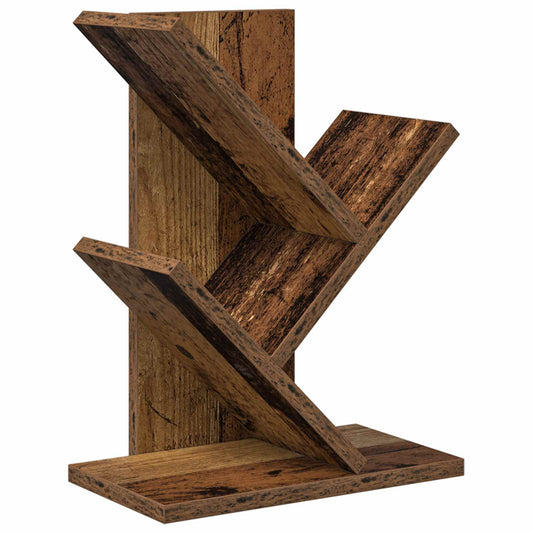 vidaXL Tree Bookshelf 3-Tier 30 x 18 x 40 cm Engineered Wood Old Wood