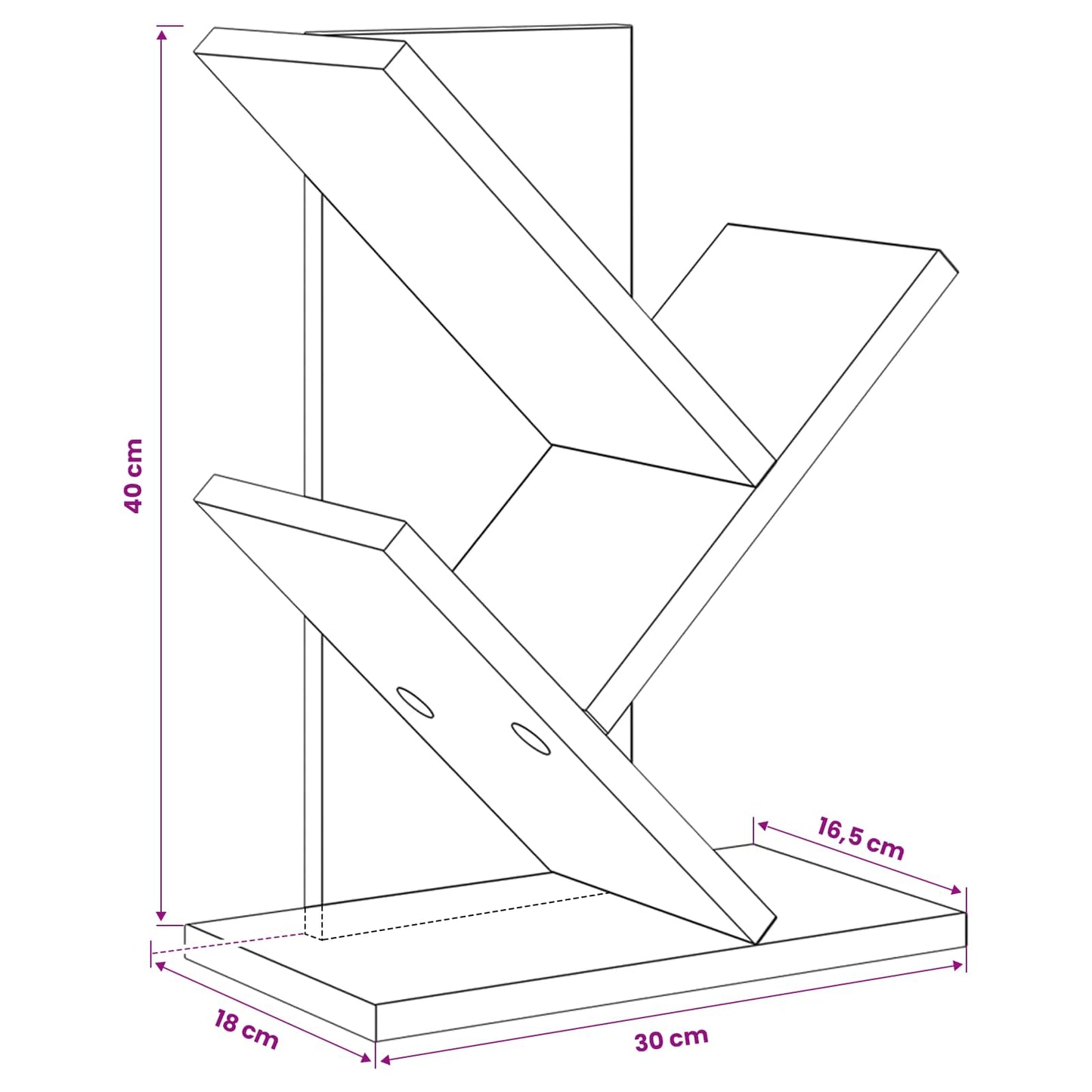 vidaXL Tree Bookshelf 3-Tier 30 x 18 x 40 cm Engineered Wood