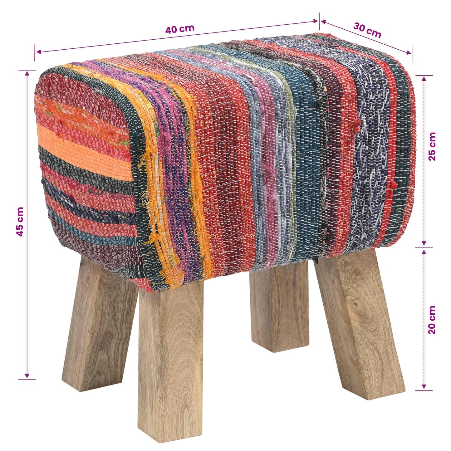 vidaXL Bench 40 x 30 x 45 cm Real Leather Multicolour