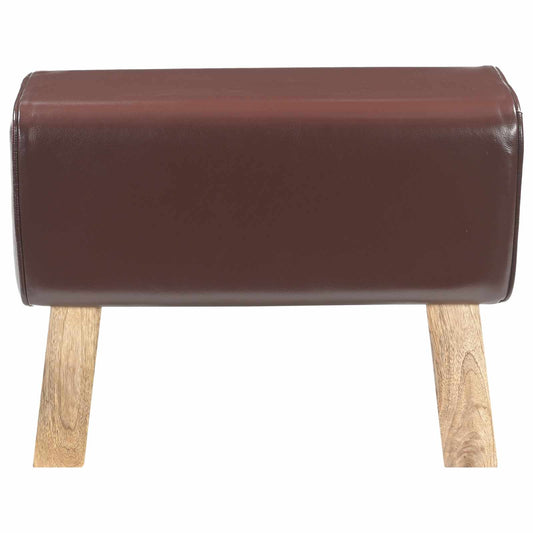 vidaXL Bench 60 x 30 x 45 cm Real Leather Dark Brown