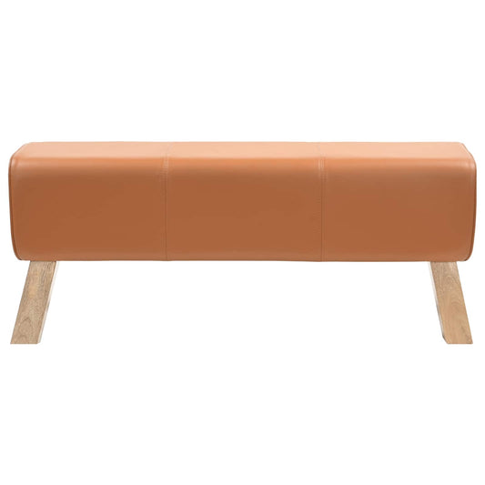 vidaXL Bench 110 x 30 x 45 cm Real Leather Brown