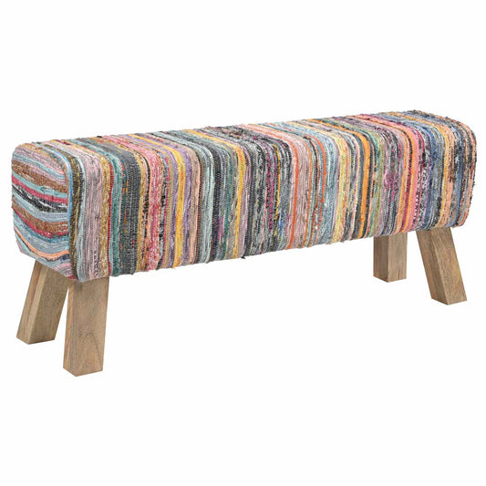 vidaXL Bench 110 x 30 x 45 cm Real Leather Multicolour