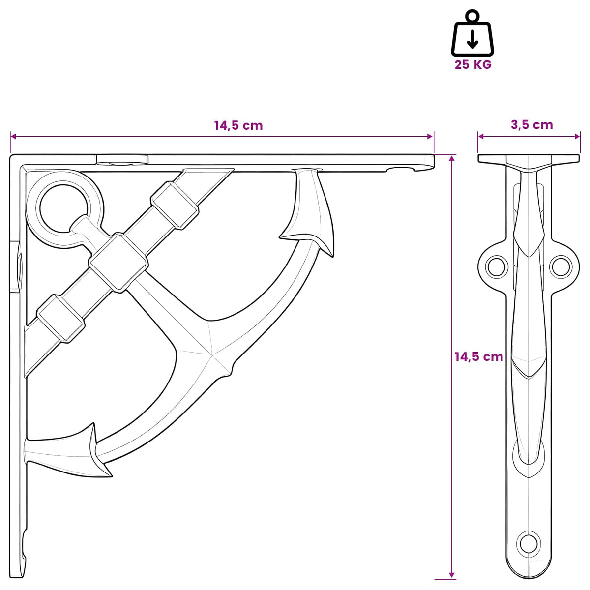 vidaXL Wall Shelf Brackets 12 pcs Antique Brown 14.5 x 14.5 x 3.5 cm