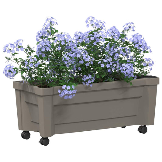 vidaXL Calypso Planter with Wheels Grey 79 x 35 x 33 cm PP