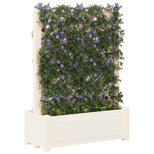 vidaXL Big Planter with Trellis White 99.5 x 43 x 133.5 PP