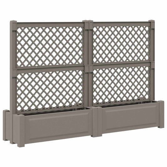 vidaXL Big Planter with Trellis 2 pcs Grey 200 x 43 x 133.5 cm PP