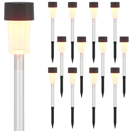 vidaXL Outdoor Solar Lights with Ground Spike 12 pcs Warm White