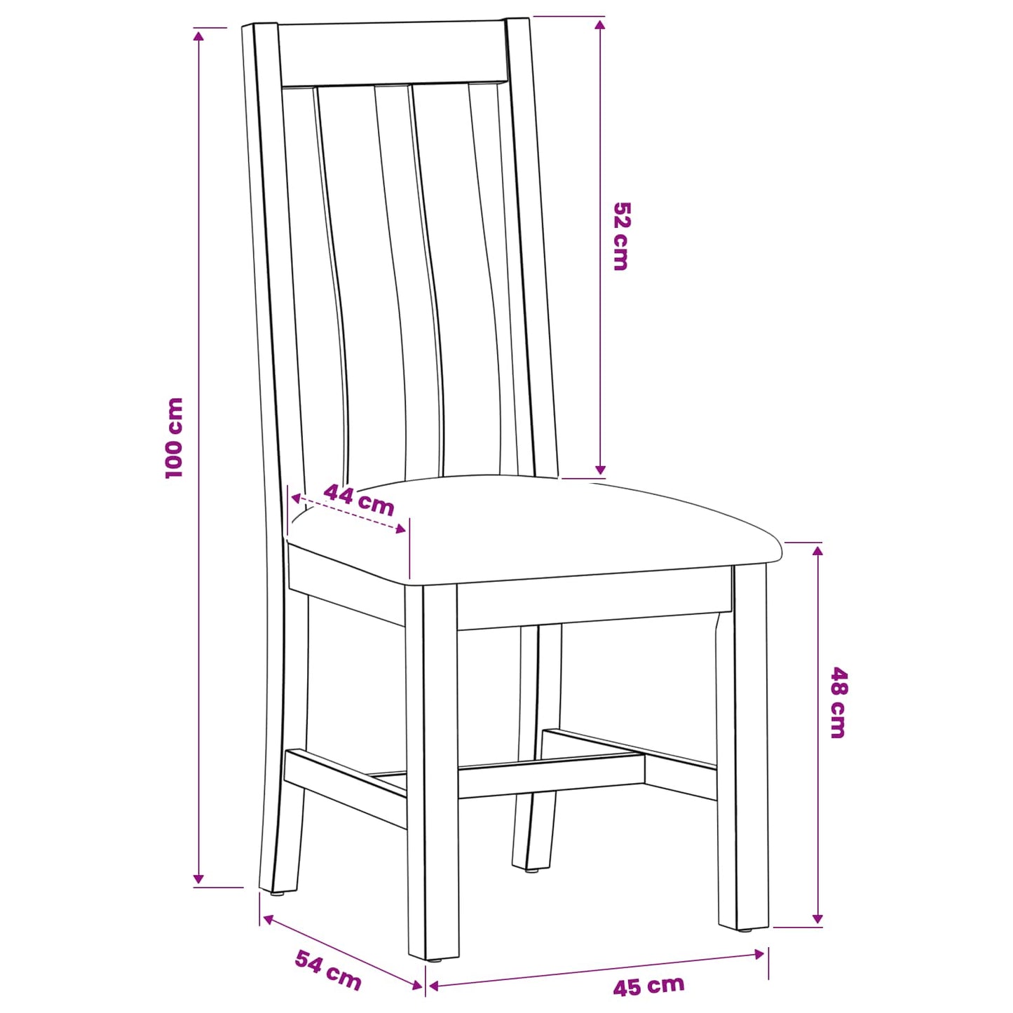 vidaXL Dining Chair 2 pcs Solid Oak Wood Grey 45 x 54 x 100 cm