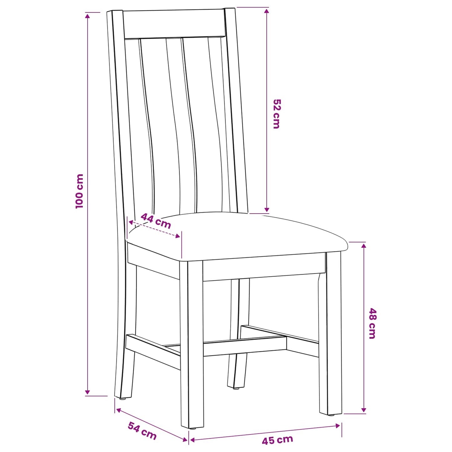 vidaXL Dining Chair 2 pcs Solid Oak Wood Beige 45 x 54 x 100 cm