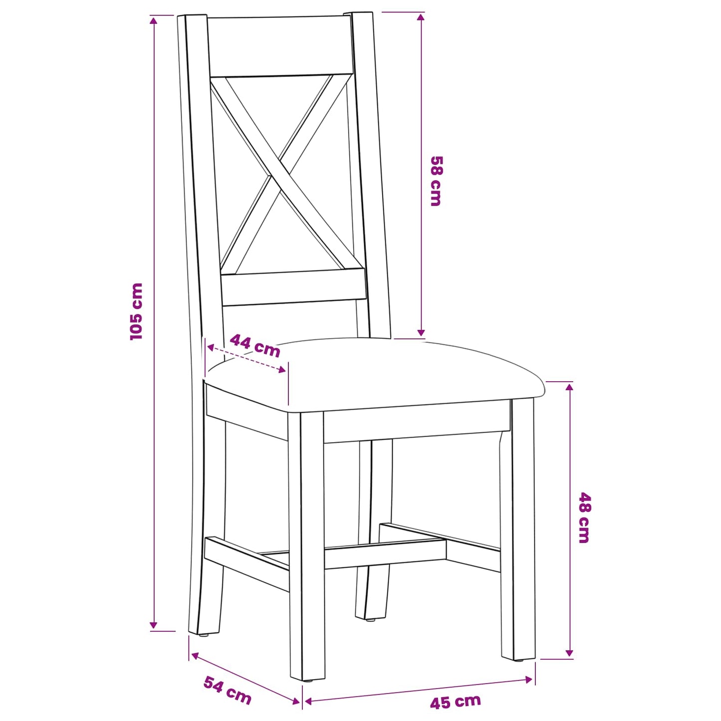 vidaXL Dining Chair 2 pcs Solid Oak Wood Beige 45 x 54 x 105 cm