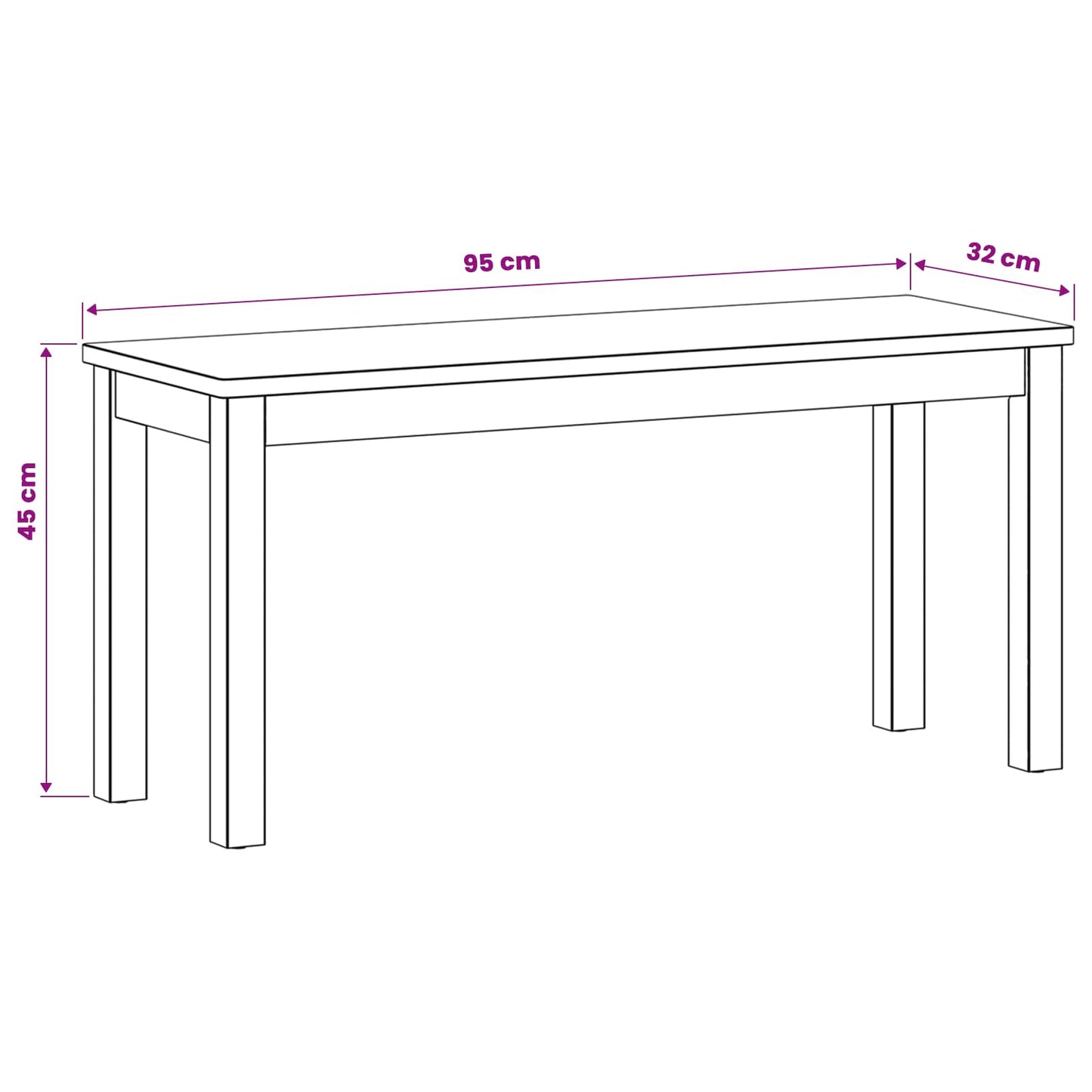 vidaXL Dining Bench 95 x 32 x 45 cm Solid Oak Wood Natural