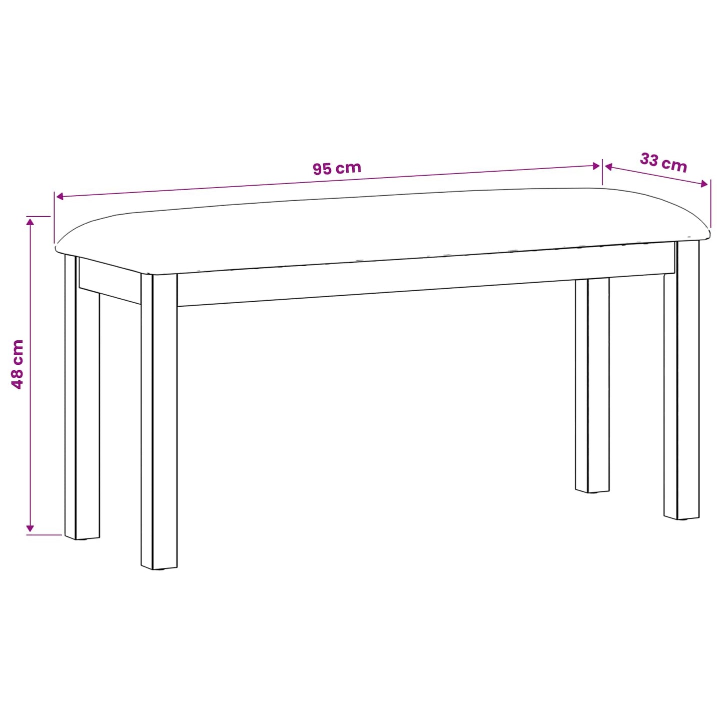 vidaXL Dining Bench 95 x 32 x 45 cm Solid Oak Wood Grey