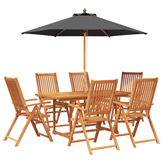 vidaXL Outdoor Dining Set with Parasol 8 pcs Anthracite and Natural