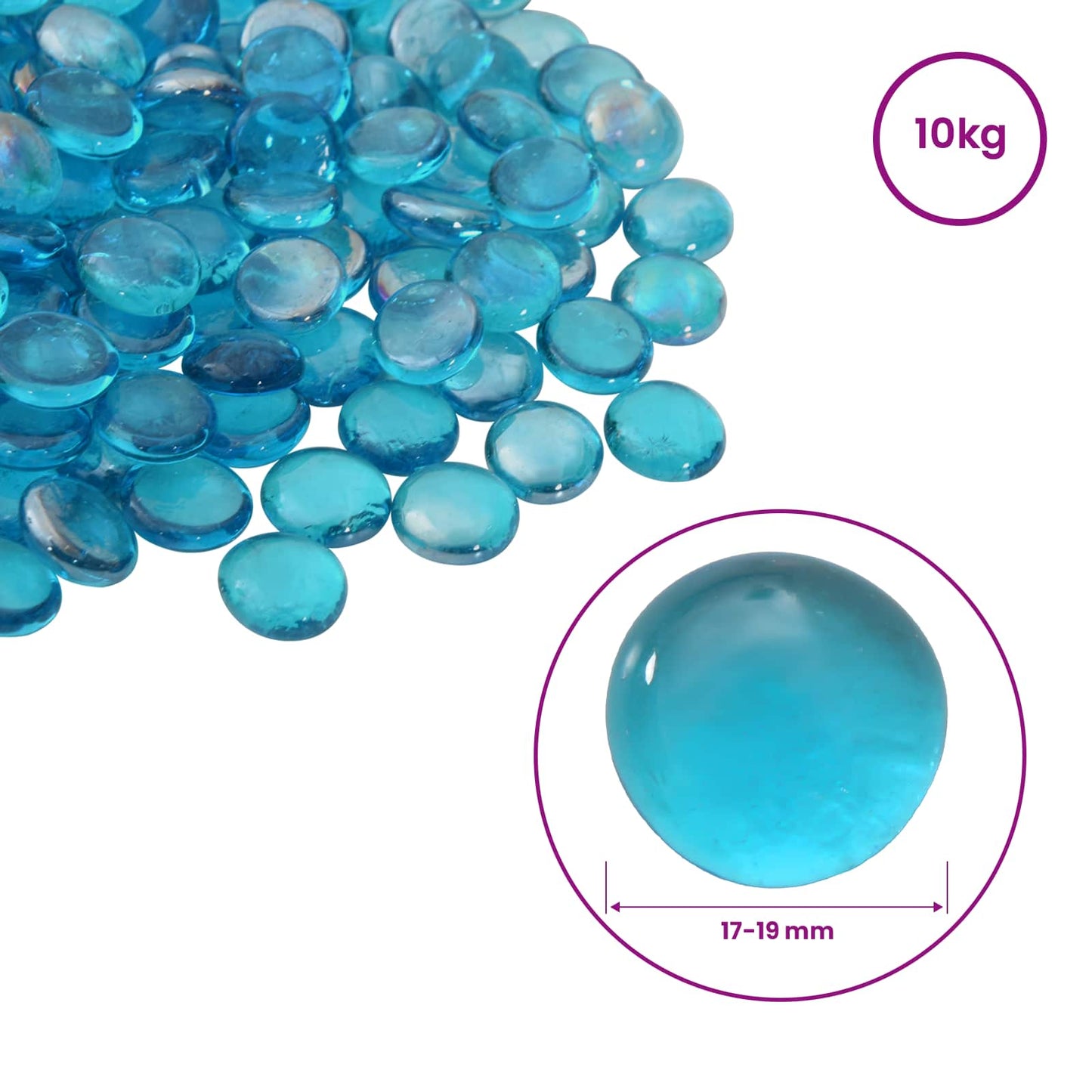 vidaXL Glass Nugget 17-19 mm Aqua Blue Glass