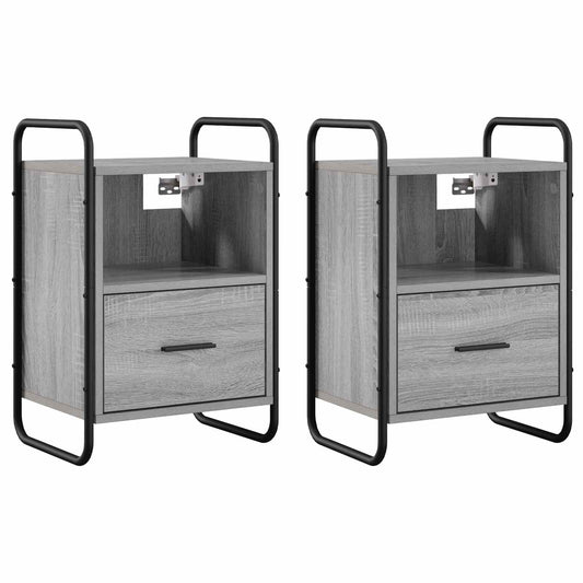 vidaXL Hanging Bedside Cabinet 2 pcs Grey Sonoma 40 x 30 x 60 cm