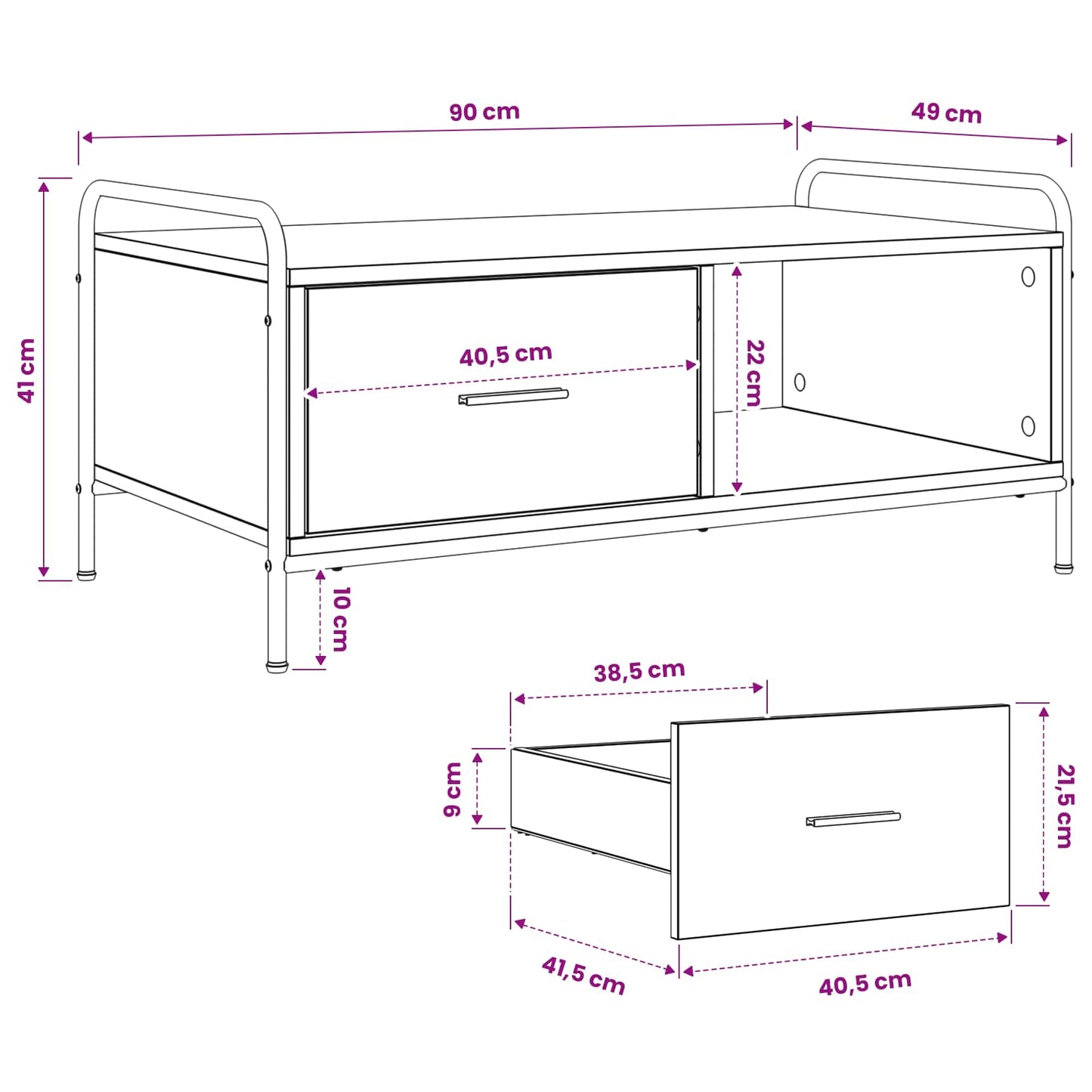 vidaXL Coffee Table Artisan Oak 90 x 49 x 41 cm Engineered Wood