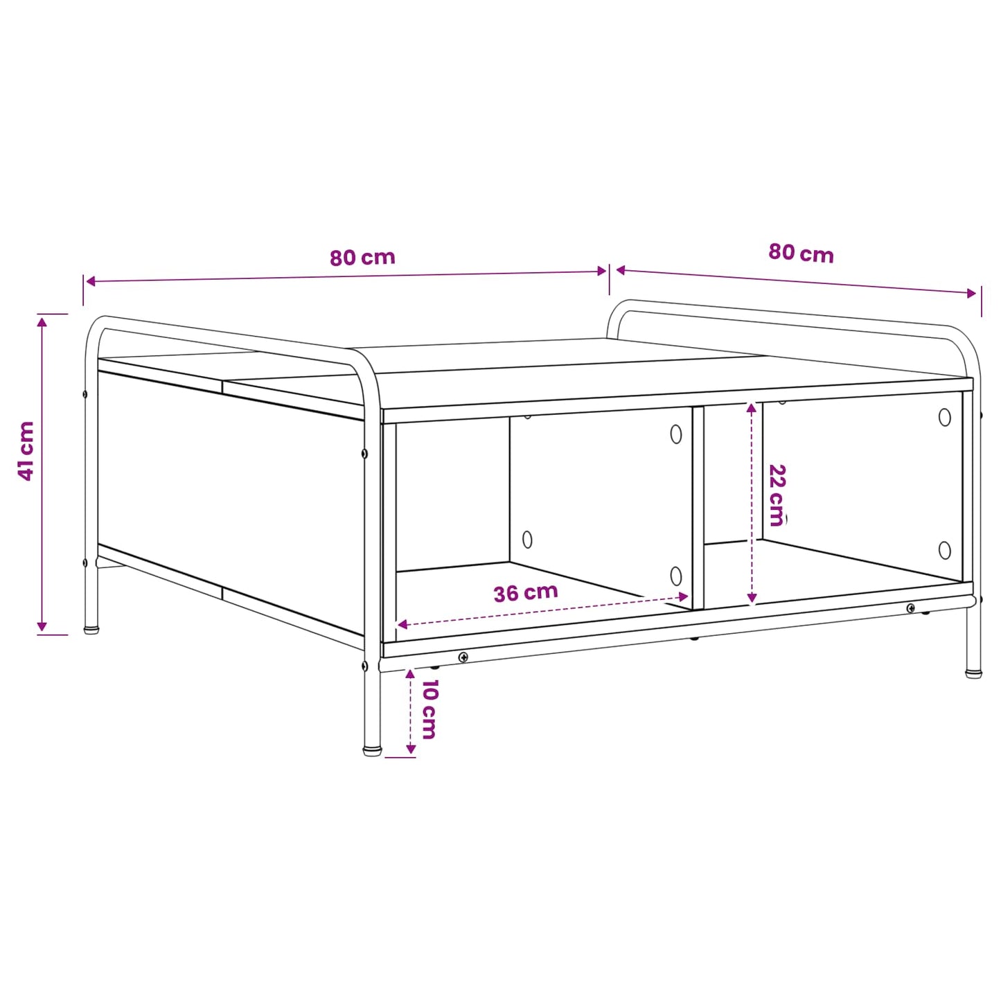 vidaXL Coffee Table Sonoma Oak 80 x 80 x 41 cm Engineered Wood