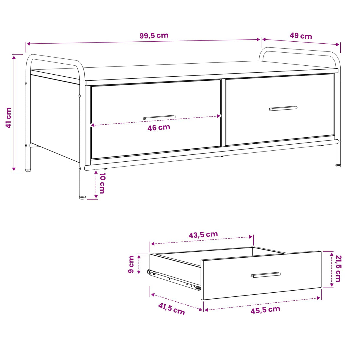 vidaXL Coffee Table Smoked Oak 99.5 x 49 x 41 cm Engineered Wood