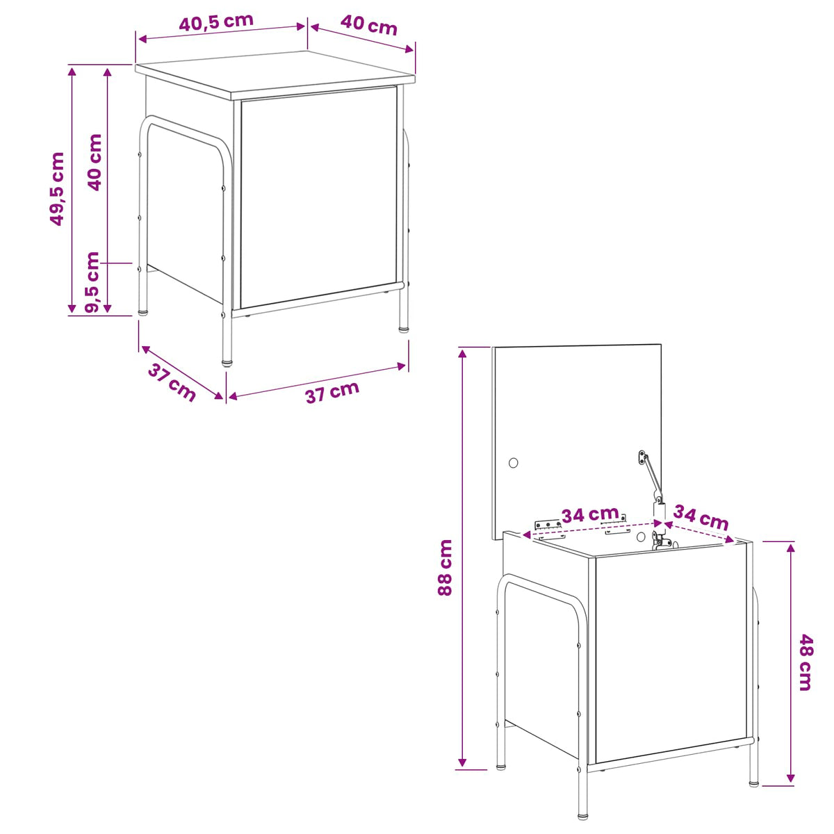 vidaXL Storage Box Old Wood 40.5 x 40 x 49.5 cm Engineered Wood
