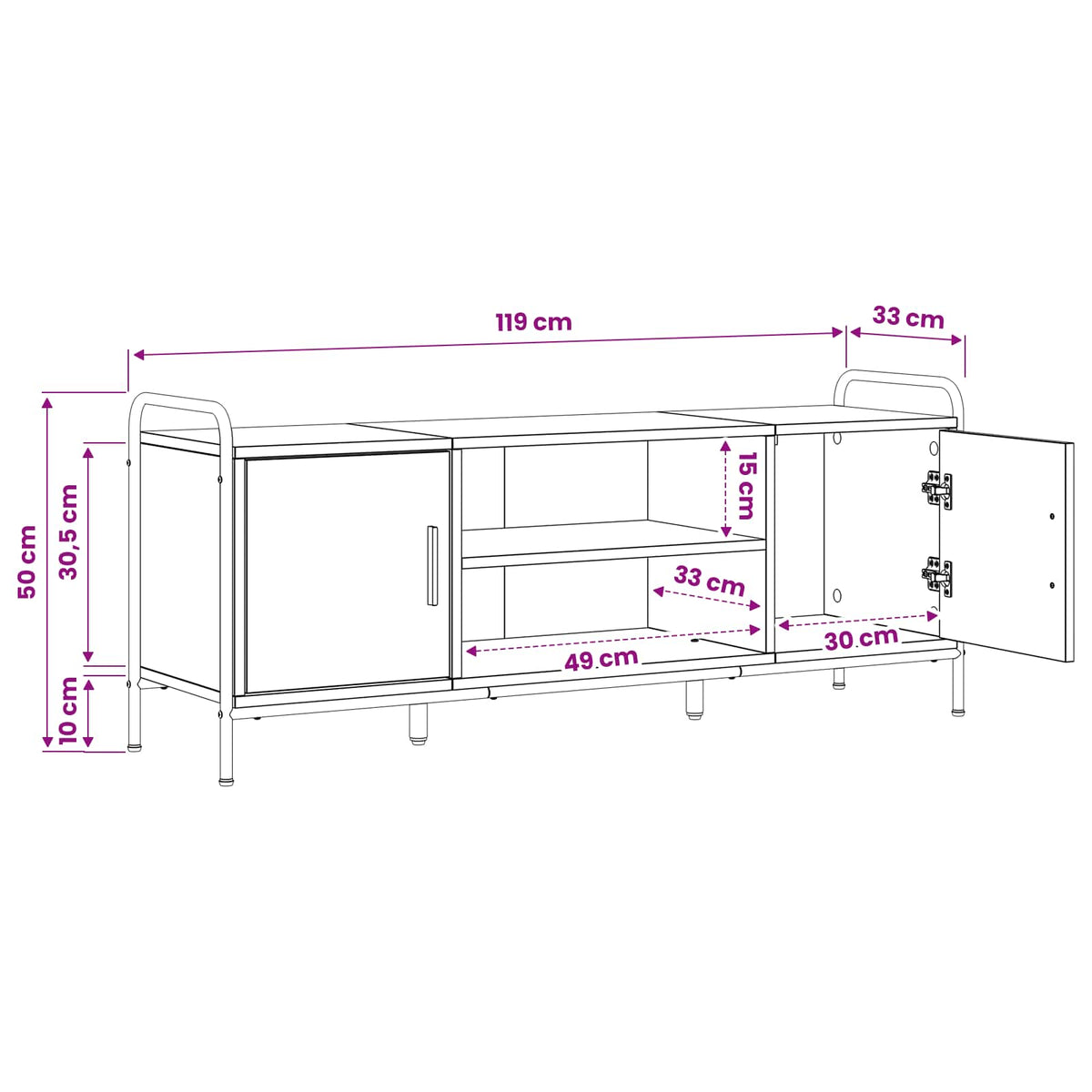vidaXL TV Cabinet 119 x 33 x 50 cm Smoked Oak