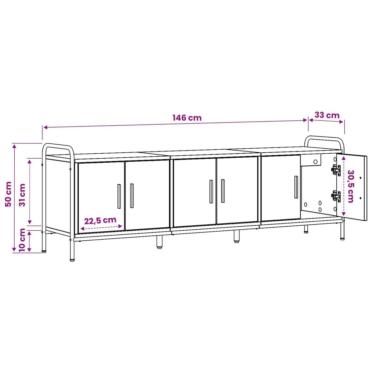 vidaXL TV Cabinet 146 x 33 x 50 cm Grey Sonoma Engineered Wood