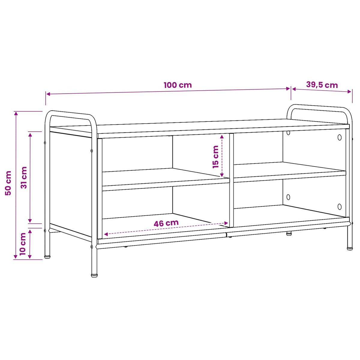 vidaXL TV Cabinet 100 x 39.5 x 50 cm Black Oak Engineered Wood