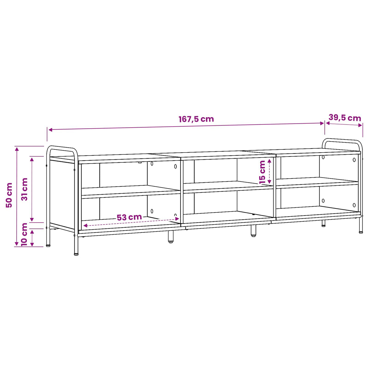 vidaXL TV Cabinet 167.5 x 36.5 x 50 cm Grey Sonoma Engineered Wood