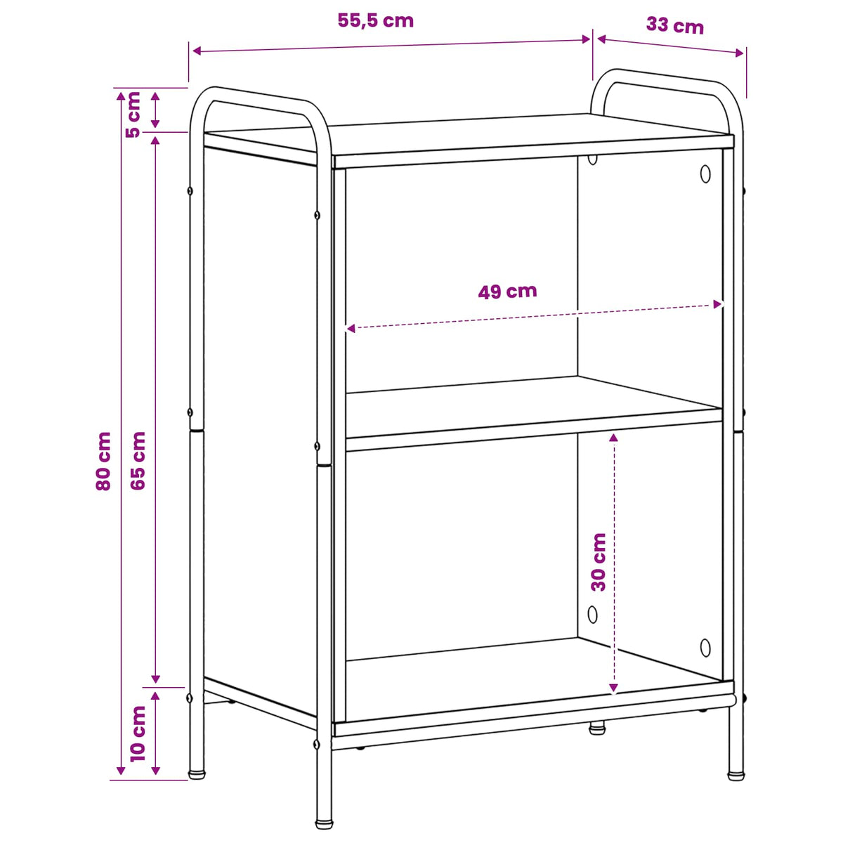 vidaXL Book Cabinet 55.5 x 33 x 80 cm Engineered Wood Grey Sonoma