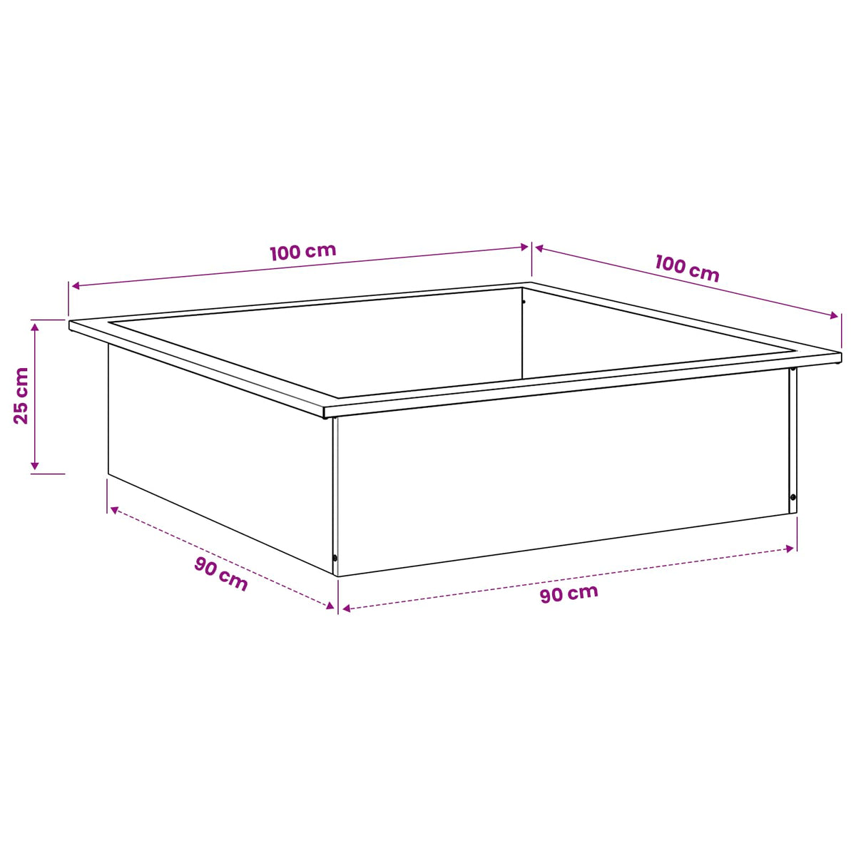 vidaXL Fire Pit Ring Black 100 x 100 x 25 cm Steel