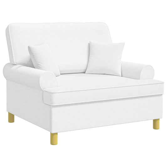 vidaXL XXL Armchair with Cushions White Fabric