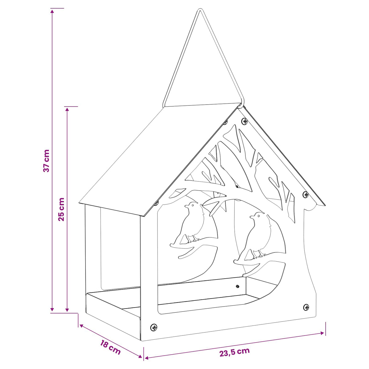 vidaXL Hanging Bird Feeder Stainless Steel Silver