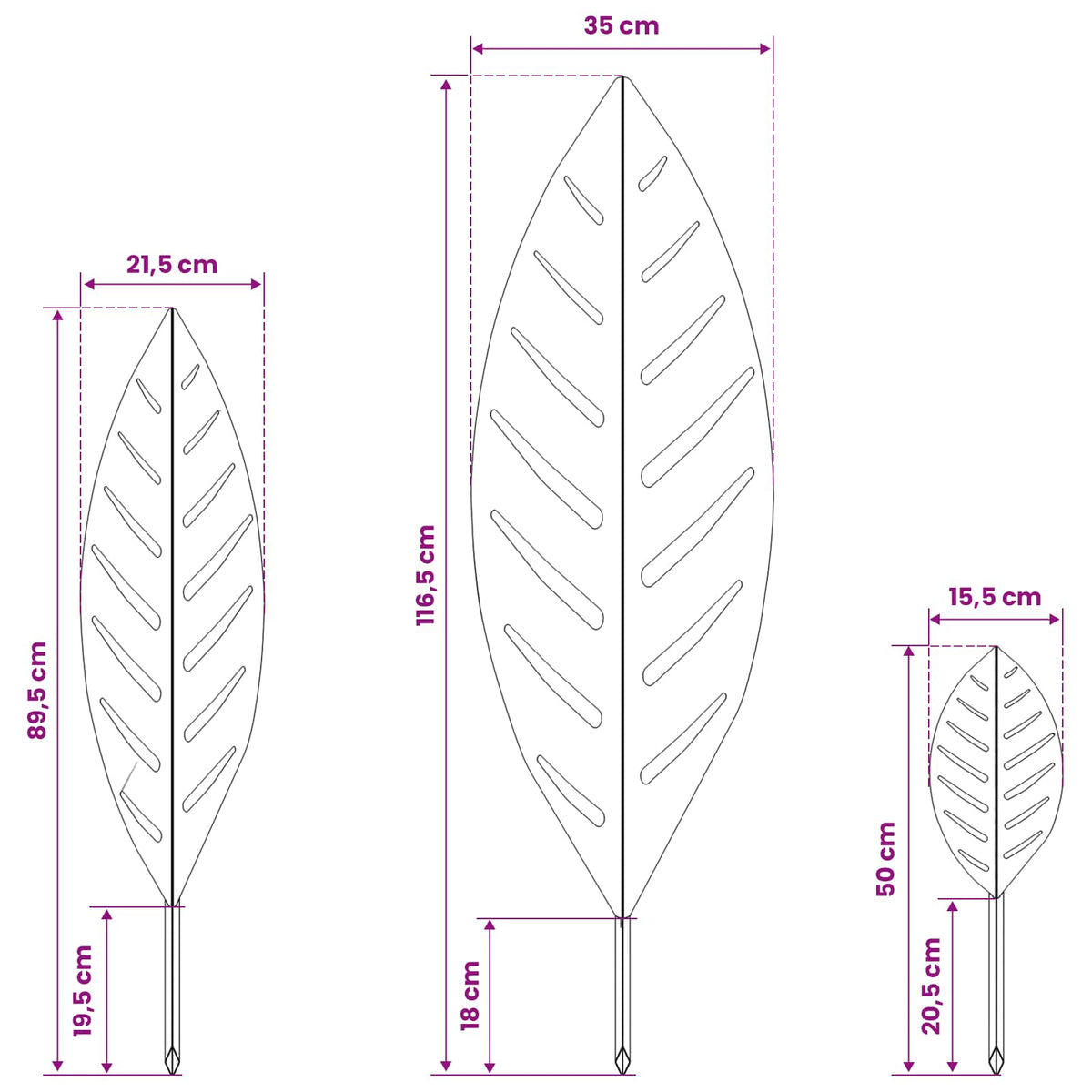 vidaXL Garden Stake 3 pcs 116.5 x 35 x 3 cm Anthracite Steel
