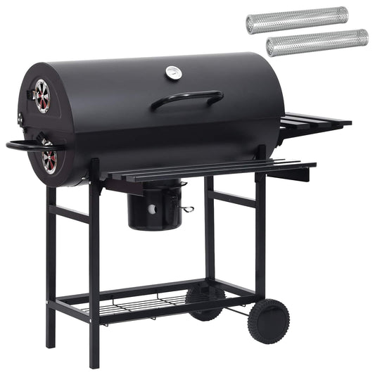 vidaXL Barrel Grill with Wheels and Shelves 3 pcs 115 x 85 x 95 cm