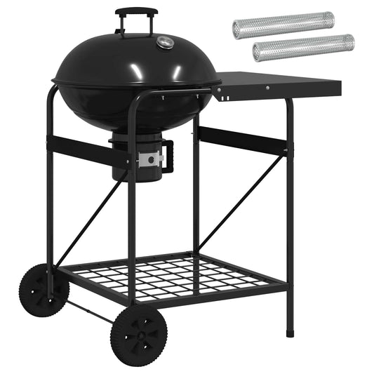 vidaXL Charcoal Grill with Smoker Tubes 91 x 71 x 107 cm Steel Black