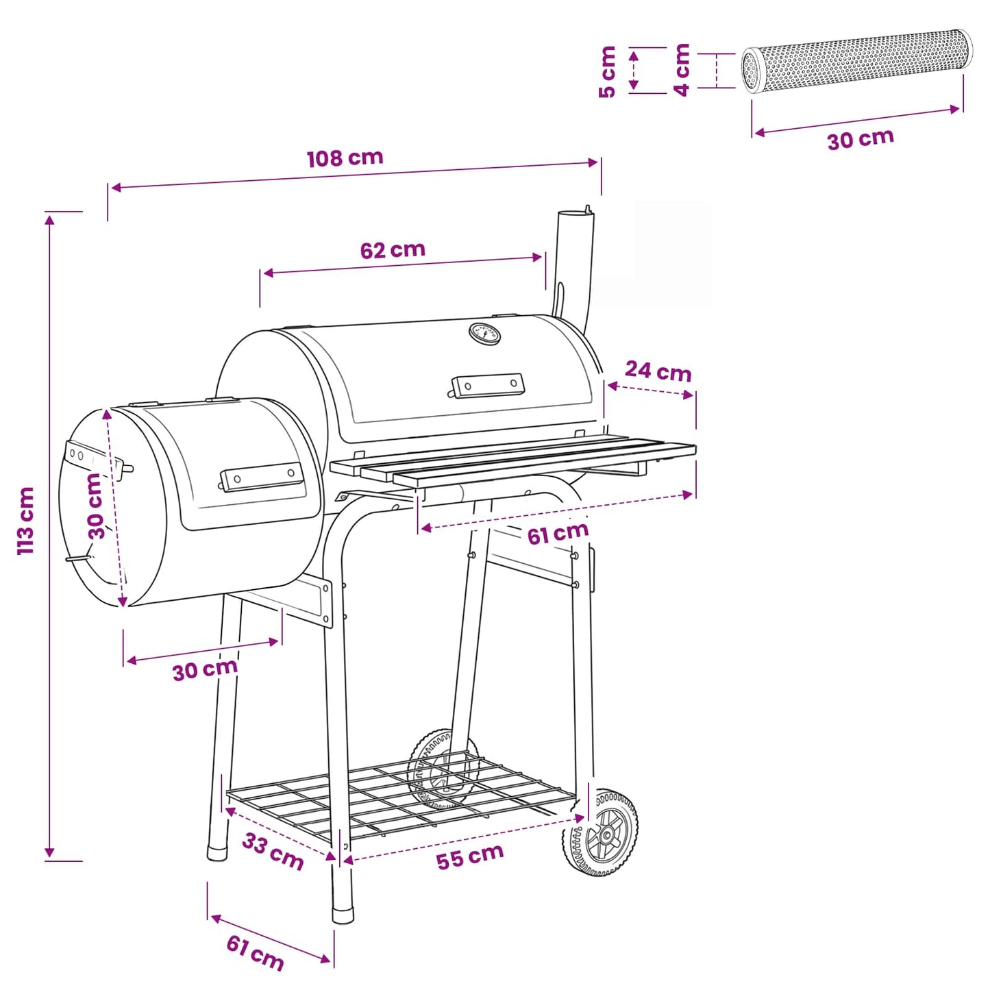 vidaXL Outdoor Grill 103 x 60 x 113 cm Steel Black