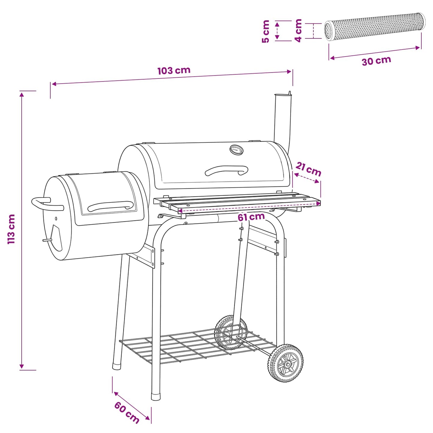 vidaXL Outdoor Grill 103 x 60 x 113 cm Steel Black