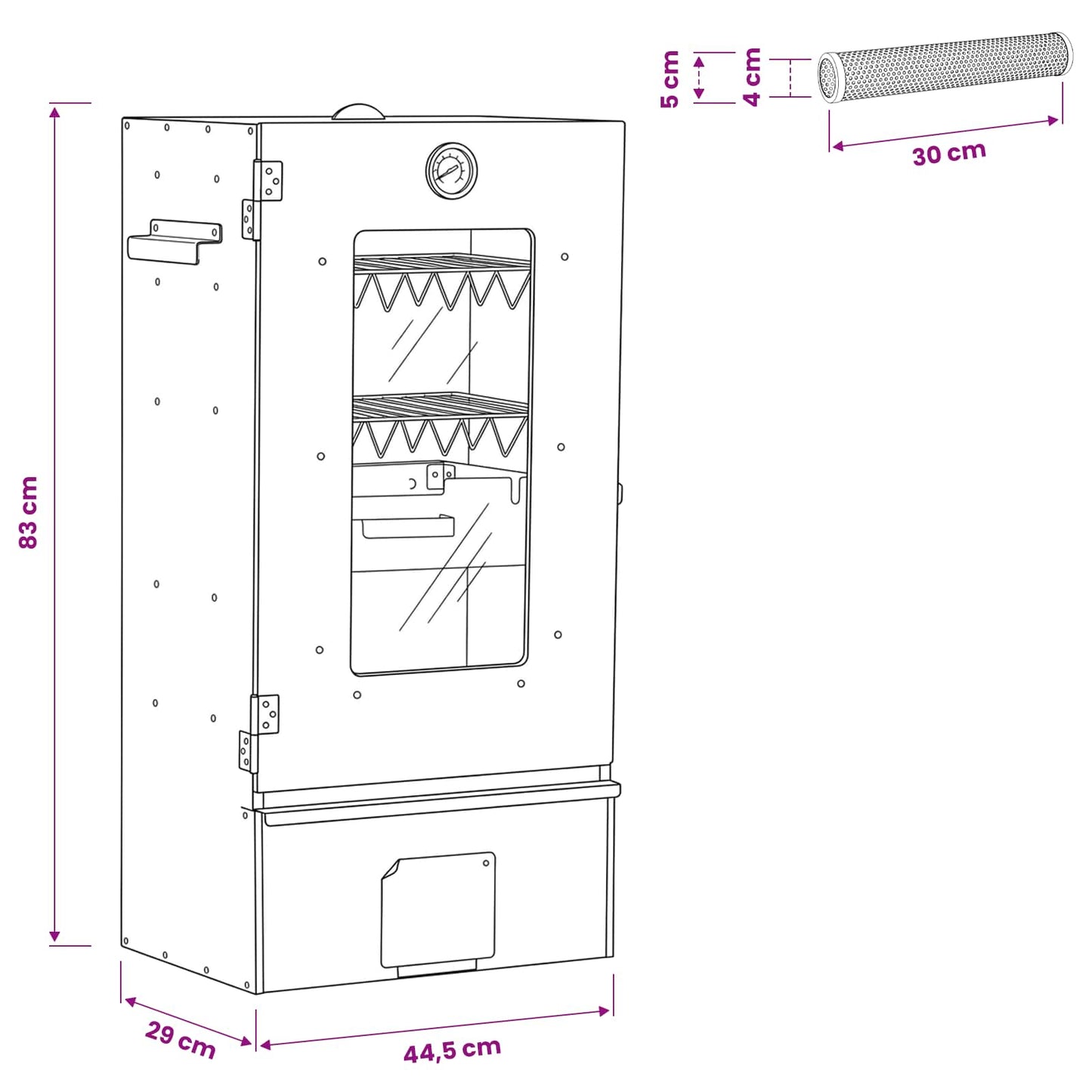vidaXL Cold Smoker with Smoker Tube 44.5 x 29 x 83 cm Galvanised steel