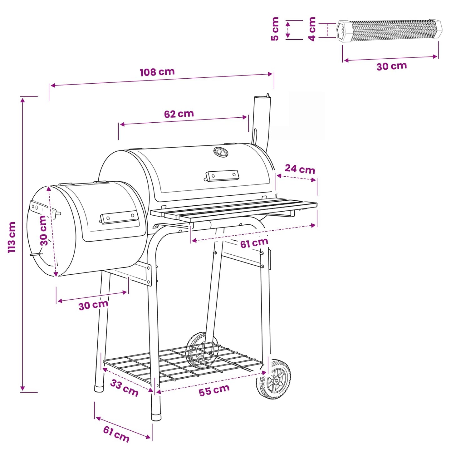 vidaXL Outdoor Grill 104 x 58 x 114 cm Steel Black