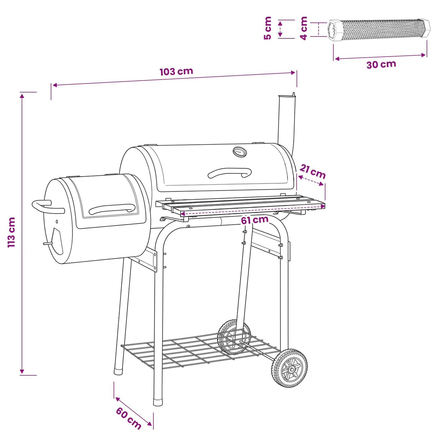 vidaXL Outdoor Grill 103 x 60 x 113 cm Steel Black