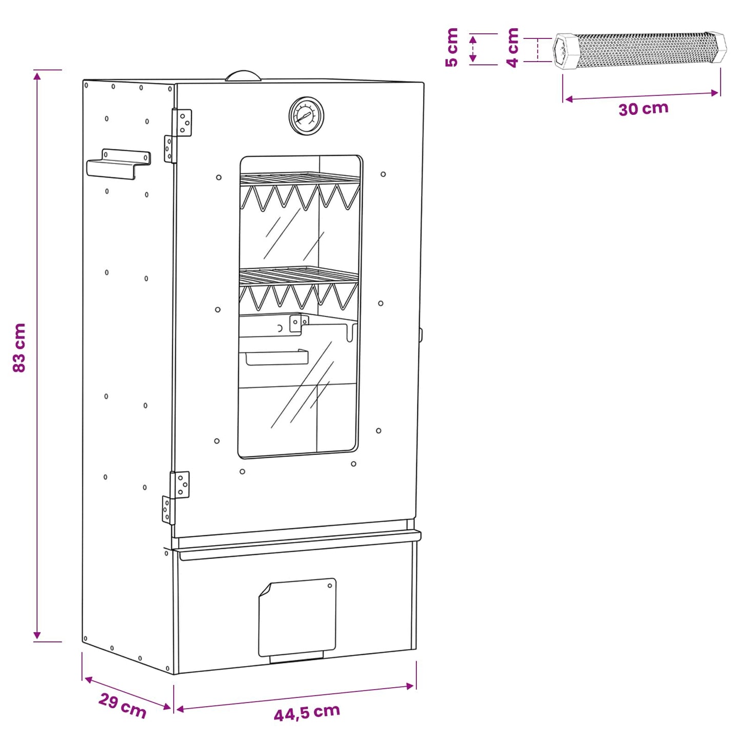 vidaXL Cold Smoker with Smoker Tube 44.5 x 29 x 83 cm Galvanised steel