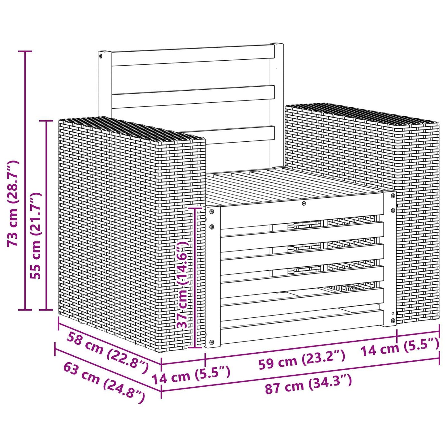 vidaXL Outdoor Middle Sofa Natural