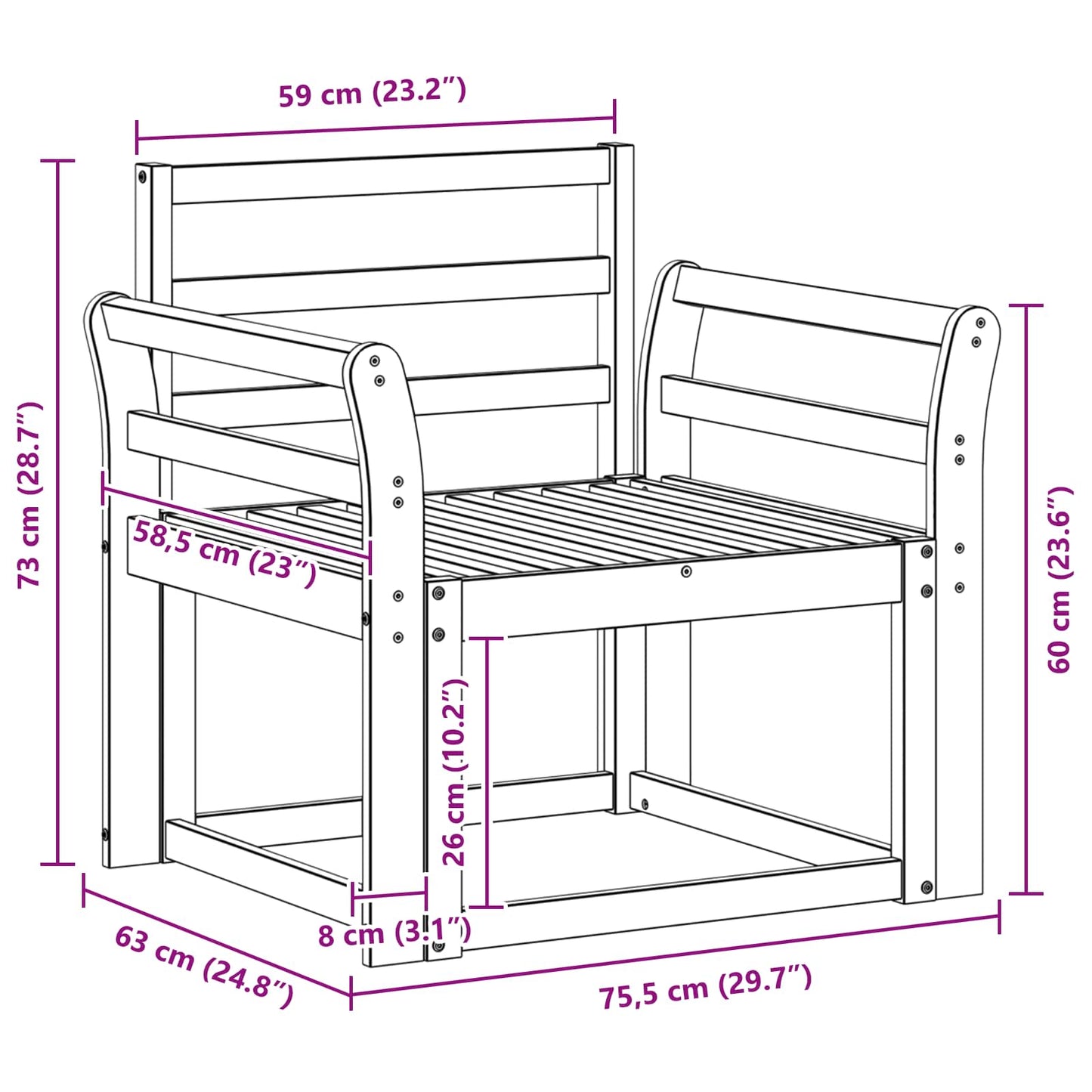 vidaXL Outdoor Sofa Set Solid Acacia Wood White