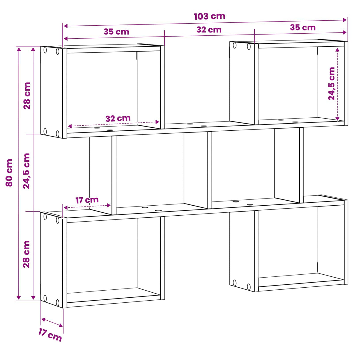 vidaXL Wall Shelf Grey Sonoma 103 x 17 x 80 cm Engineered Wood
