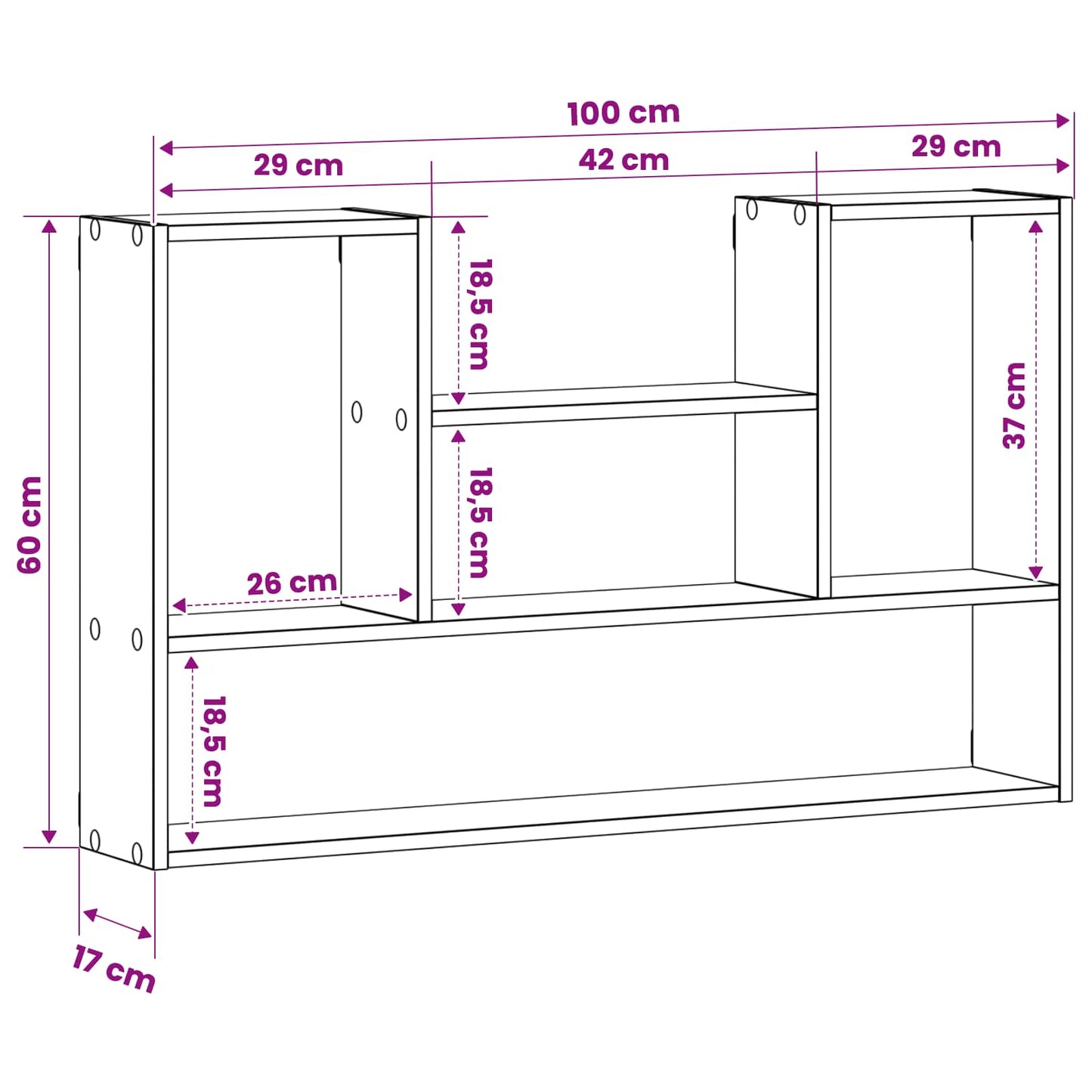 vidaXL Wall Shelf Smoked Oak 100 x 17 x 60 cm Engineered Wood