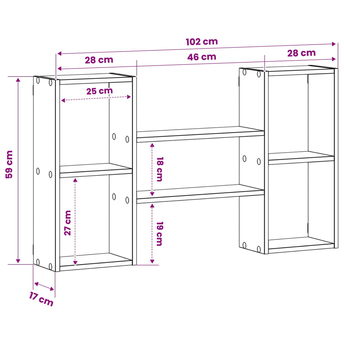 vidaXL Wall Shelf White 102 x 17 x 59 cm Engineered Wood