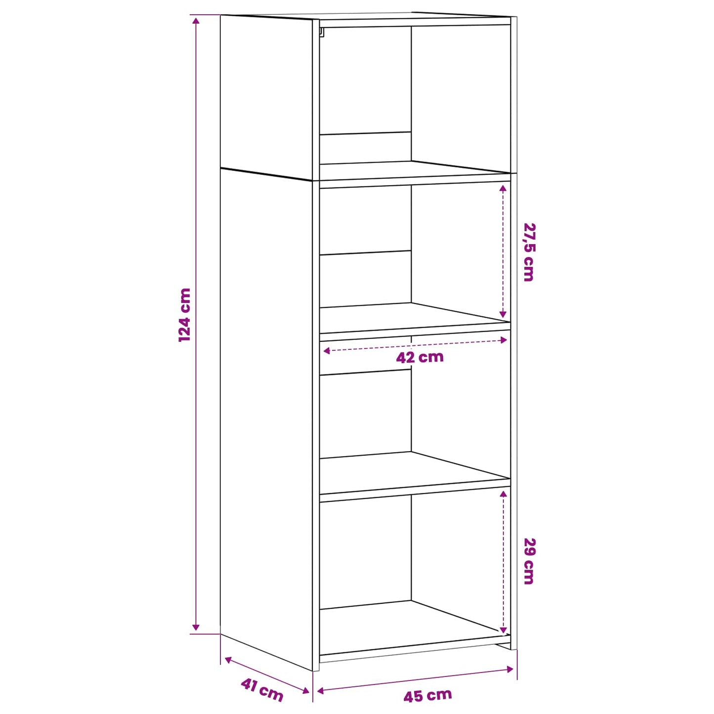 vidaXL Highboard Artisan Oak 45 x 41 x 124 cm Engineered Wood
